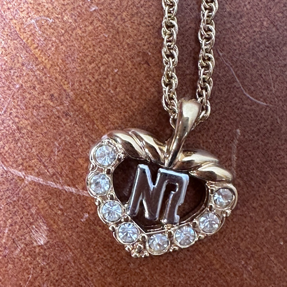 Nina Ricci Vintage Heart Logo and Swarovski Crystal Necklace